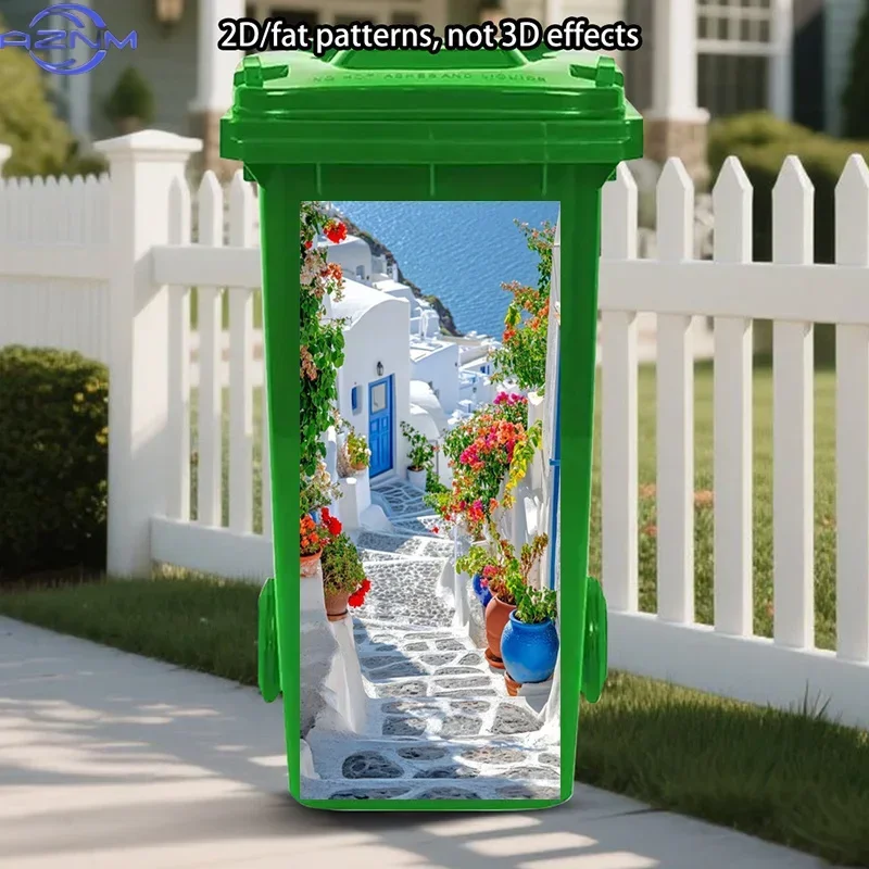 Home Waste Bin Decorative Decal 2D Print Sticker for Trash Can DIY Makeover