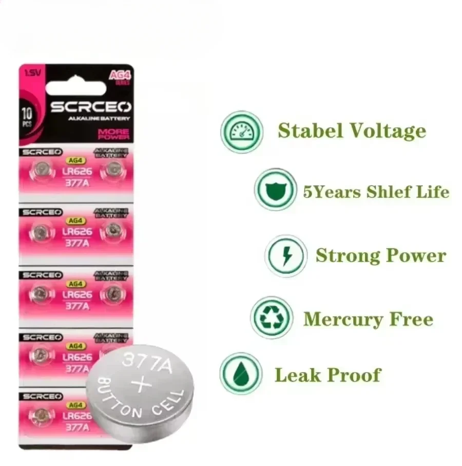 2-100 قطعة AG4 LR626 ساعة بطارية قلوية زر البطارية 1.55 فولت 377 SR626SW 377A CX66W خلية عملة البطارية لمشاهدة اللعب على مدار الساعة #4