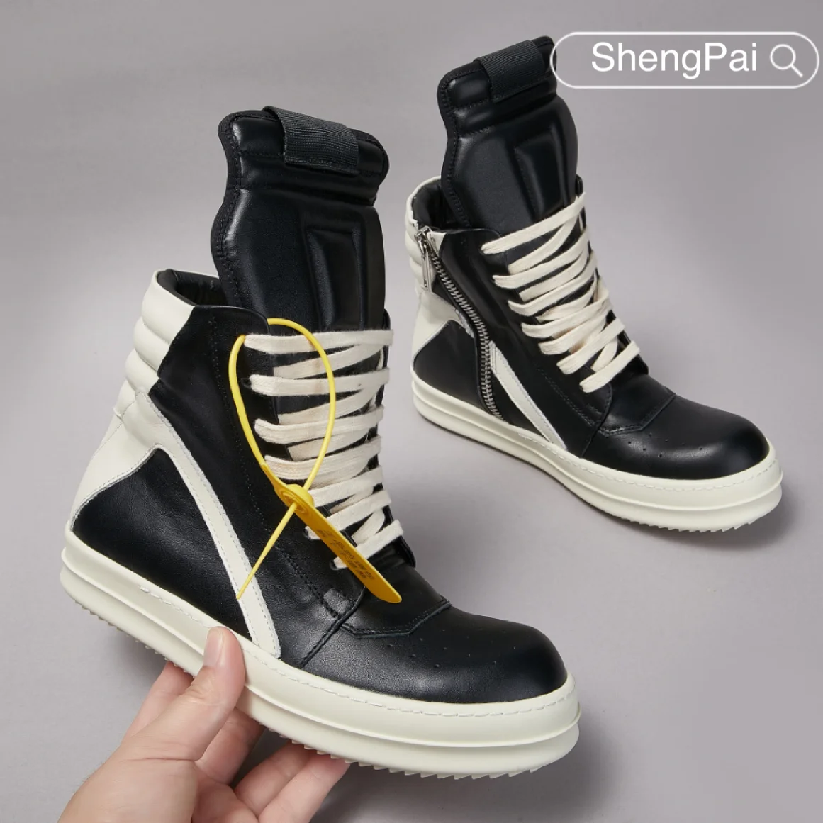 

Ricks Men's Casual Shoes Leather Inverted Triangle Owens Fashion Comfortable Men's Shoes Zip Lace Design Women's Boots & Shoes