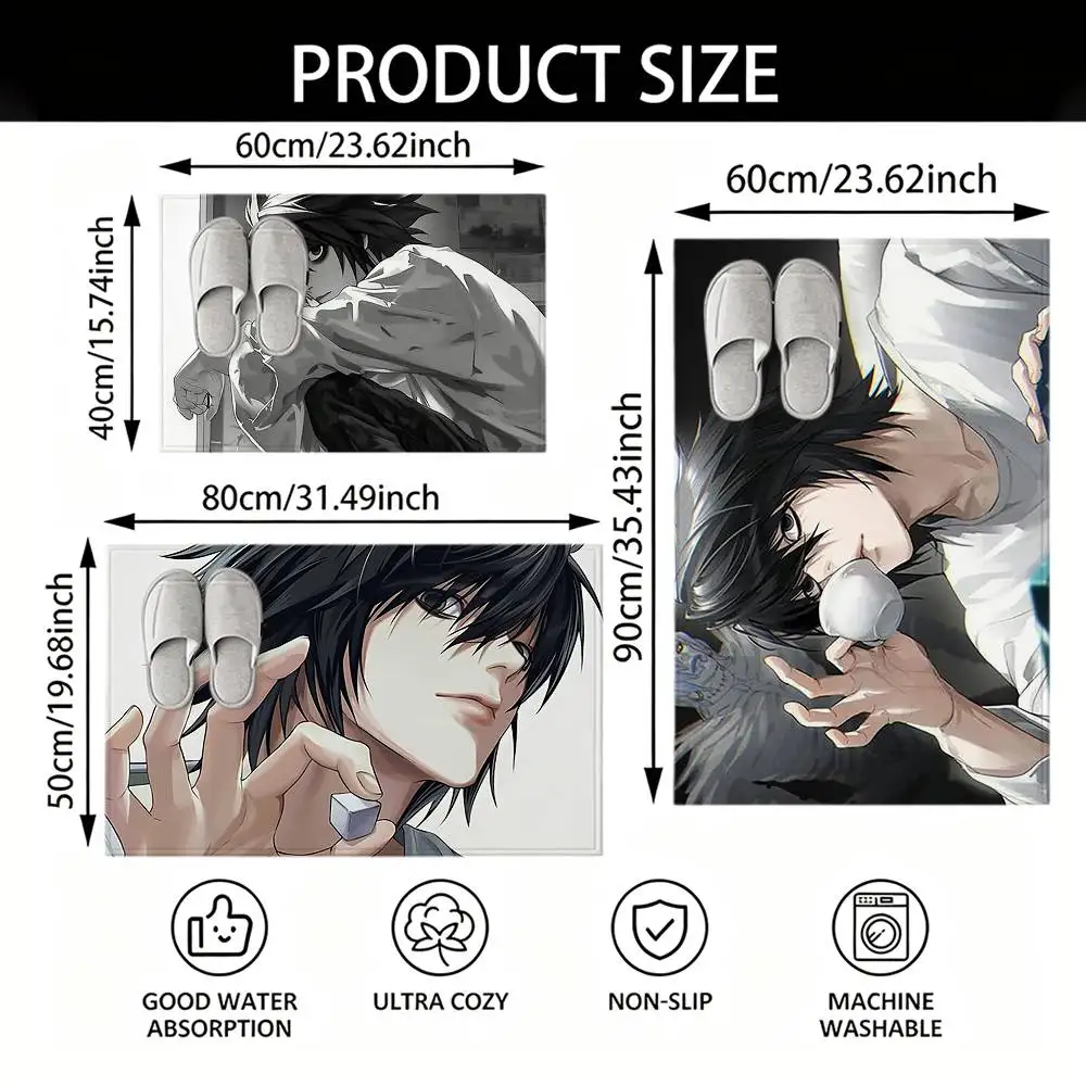L-Lawliet D-Death Note Bedroom Decor Carpet  for Living Room Thick Plush Study Floor Mat Home Fluffy Soft Rug
