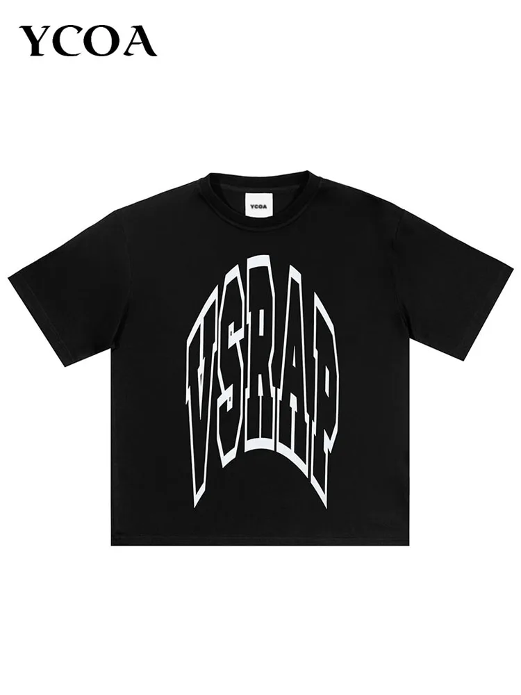 Men Tshirt Letter Cotton Vsrap Printed Oversized Tees Top Harajuku Korean Fashion Y2k Streetwear Graphic Hip Hop Unisex Clothing