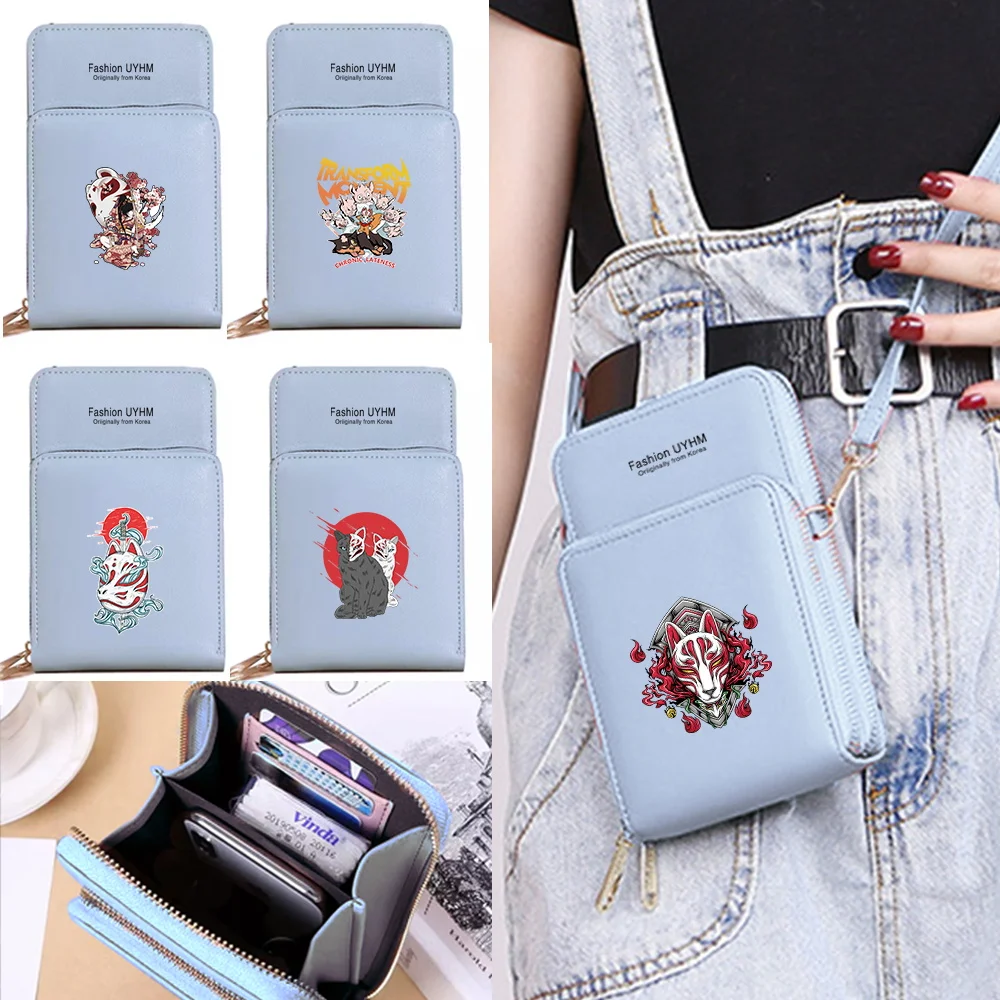

New Waterproof Touch Screen Mobile Phone Bags Wallets Card Pack Women Messenger Shoulder Bag Storage Purse Mask Print Money Bag
