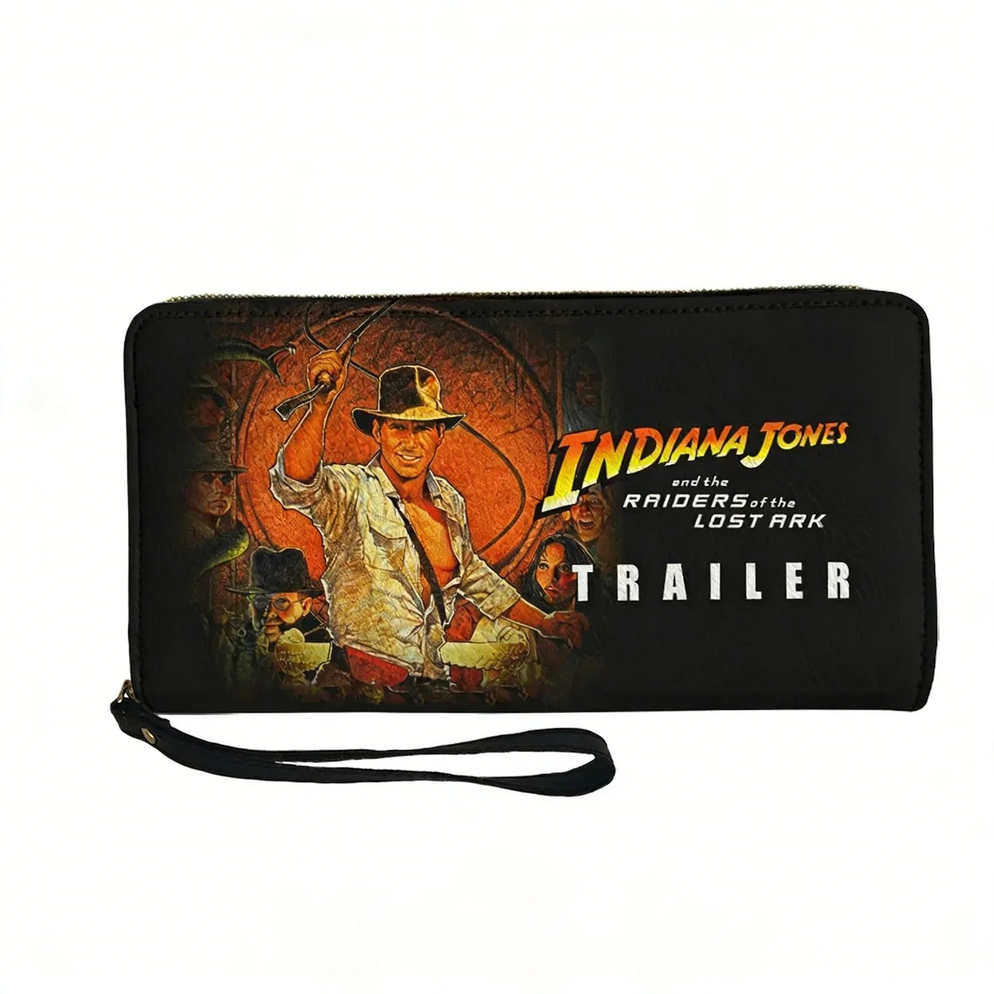 Cartera Personalizada de Indiana Jones, Los Cazadores del Arca Perdida, Cartera Larga con Cremallera para Hombre y Mujer, Cartera Doble, Bolsa de Regalo