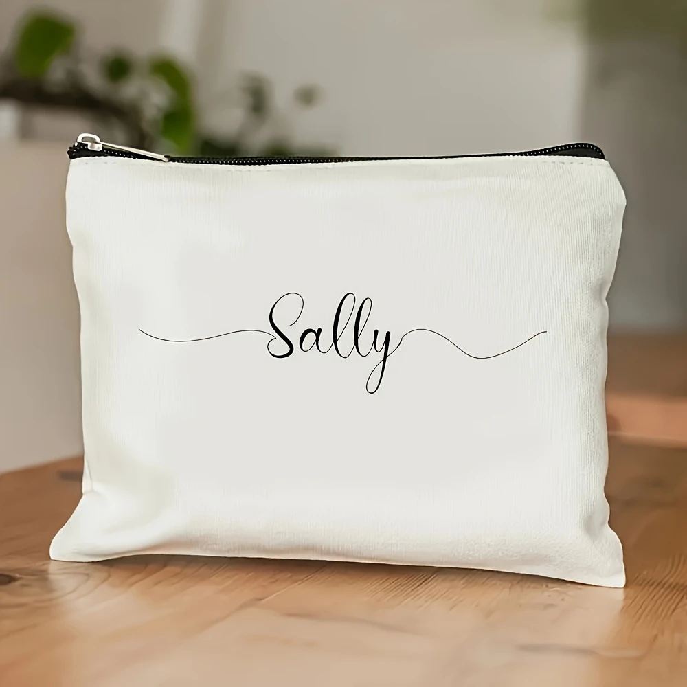 Personalized Makeup Bag with Zipper - Custom Name 