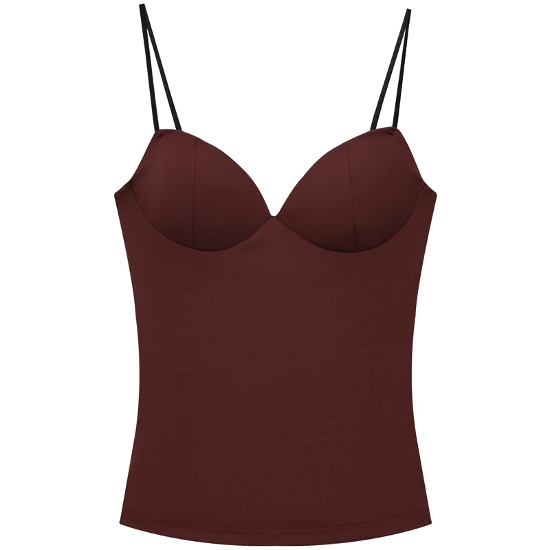 HXAO Burgundy Slip Top Women Summer Sexy Corset Tanks & Camis Fashion Sleeveless Backless Bra Top Chic Elegant Bustier Camisole