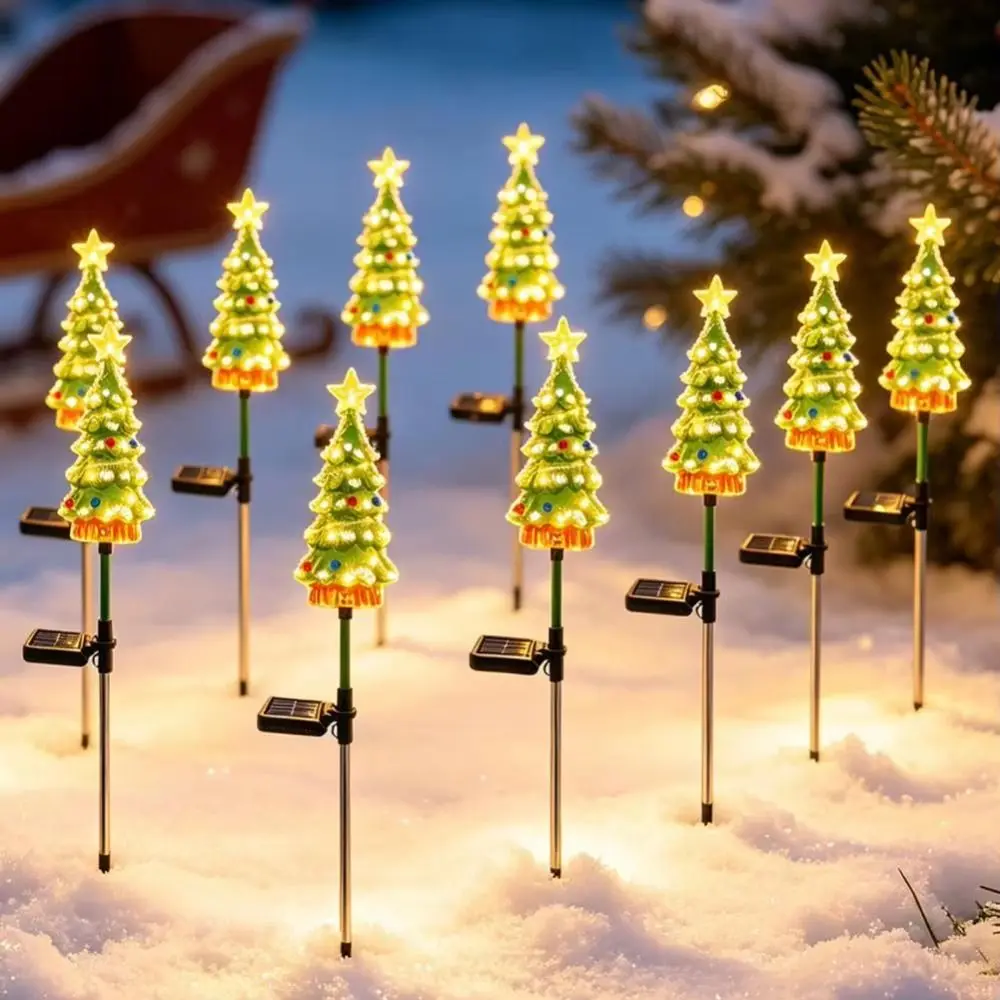 Waterproof Solar Christmas Tree Lights Weatherproof Solar Powered Led Garden Stake Lights Energy Efficient Dusk To Dawn
