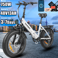 Ebike 750W Brushless Motor 48V13AH Lithium Battery Adult City Electric Bike To Speed 45 Km/h 20*4 Inch Fat Tire Electric Bicycle