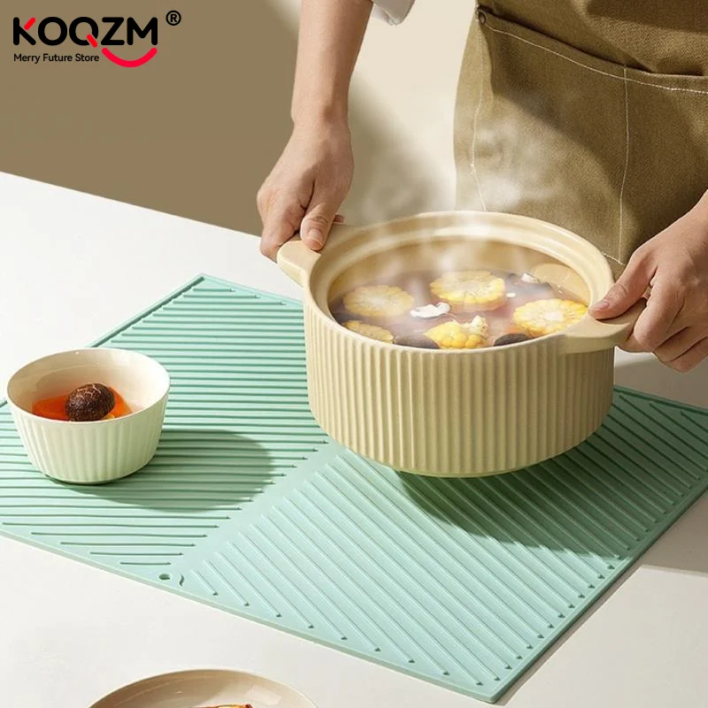 แผ่นรองซิลิโคนสำหรับคว่ำจาน แผ่นรองกันลื่น ที่รองจาน ที่รองโต๊ะ แผ่นรองกันความร้อนแบบพับได้ แผ่นรองกันลวก