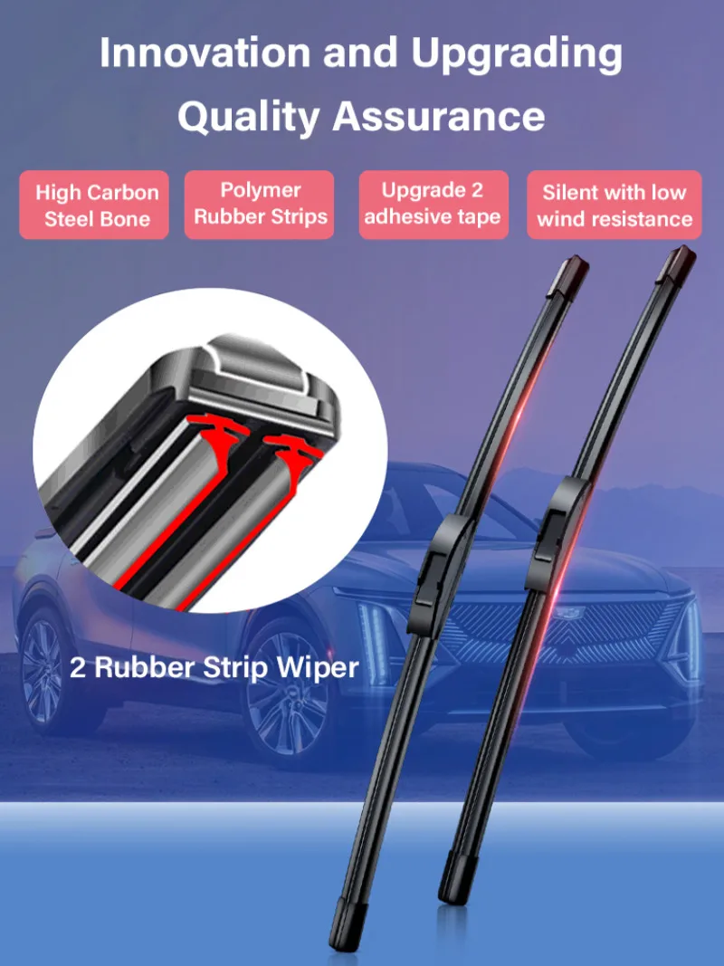 Automotive universal HD double ubber strip static Car Windshield Wiper boneless silent multifunction wipers Frameless Bracketles