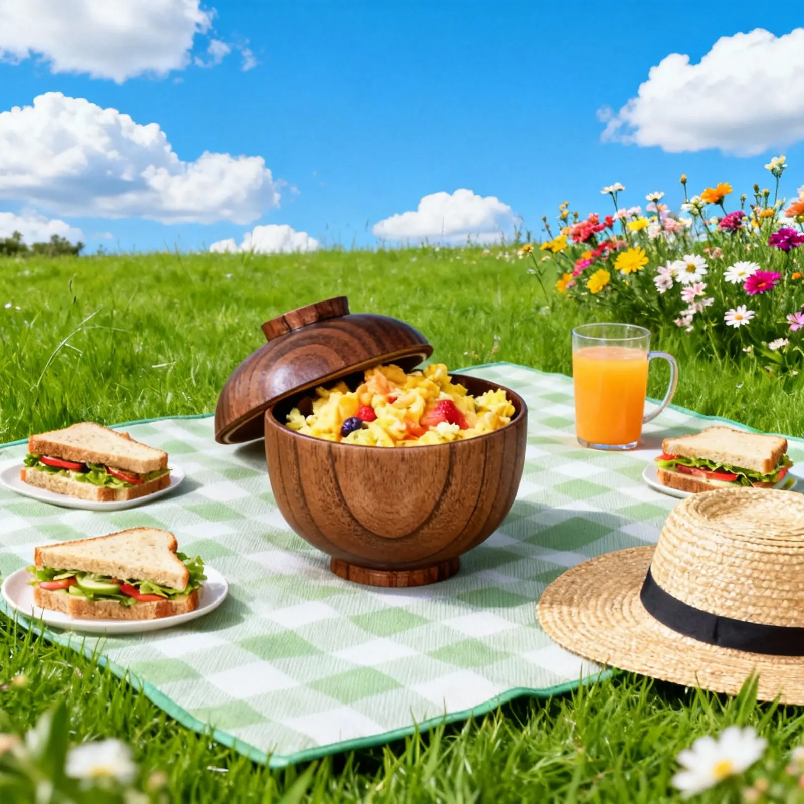 

Small Wooden Bowl with Lid Food Serving Bowl for Rice Salad Soup Dessert Snacks Fruit Premium Anti-Scald Smooth Edge Household