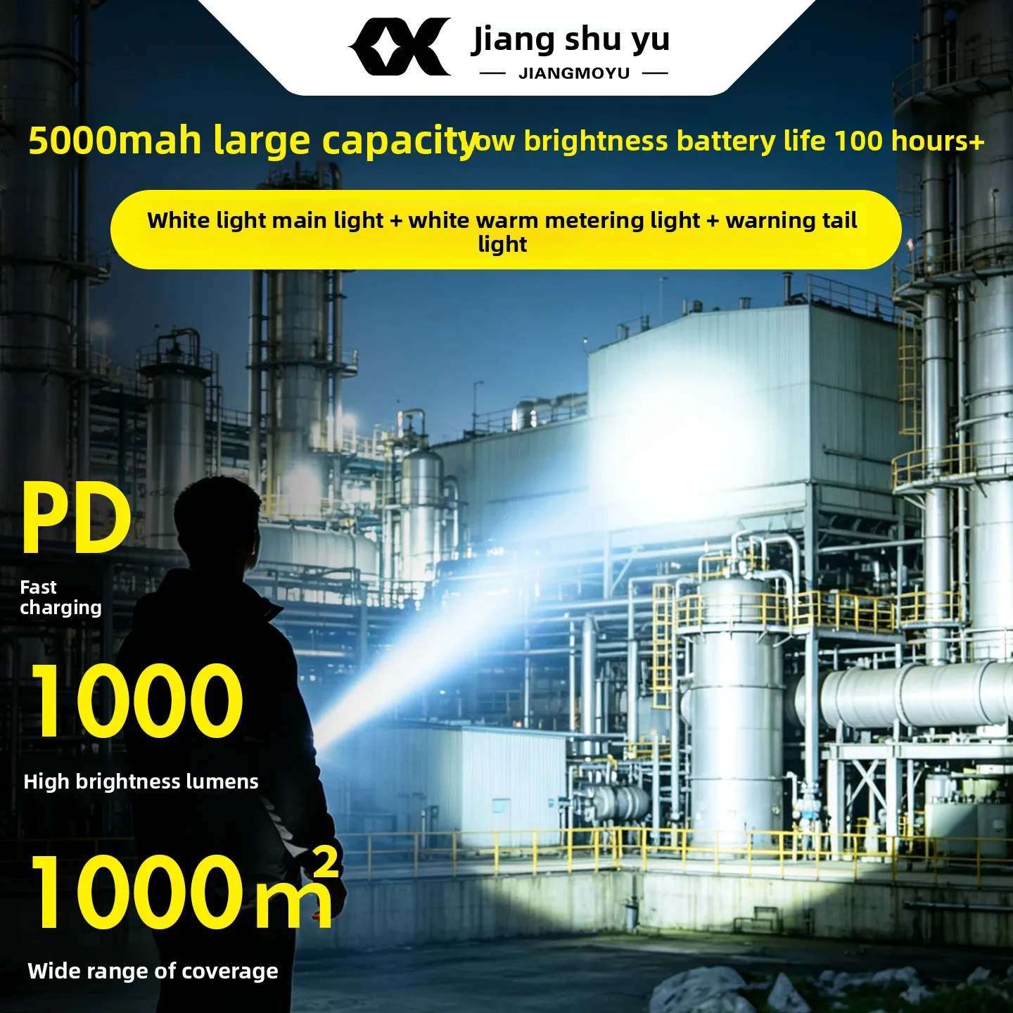 CX flashlight: ultra-long battery life, large capacity, high-power outdoor lighting, multifunctional