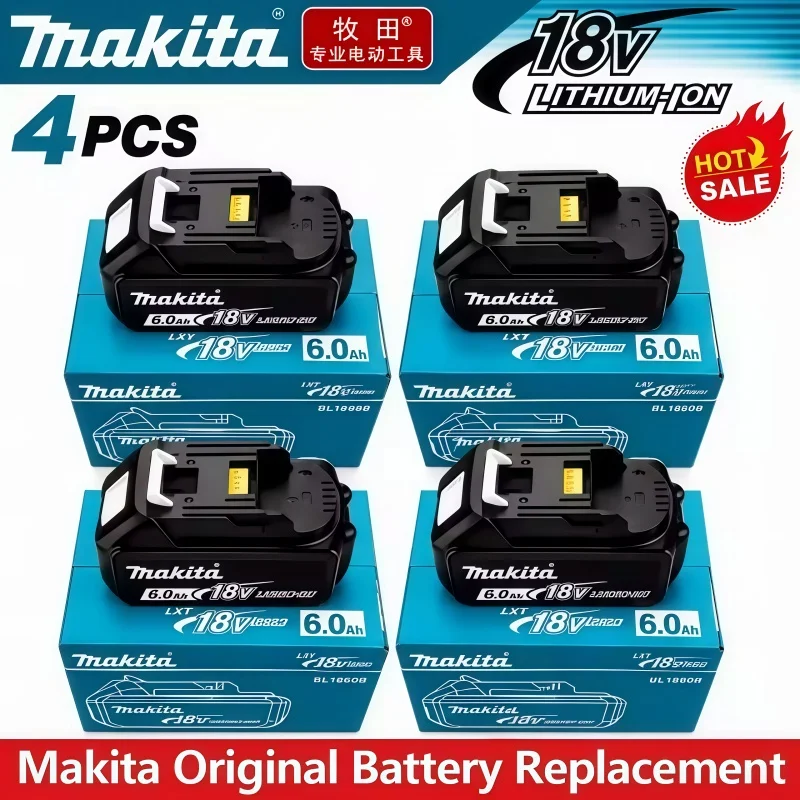100% Genuine Makita 6Ah for Makita 18V Battery BL1860B BL1840 BL1830B BL1850B BL1850 BL1860 BL1815 Replacement Lithium Battery