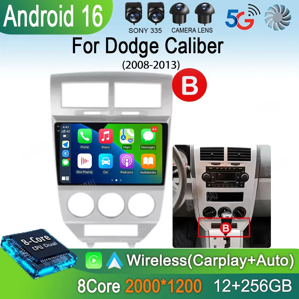 Android 16 For Dodge Caliber Jeep Compass 1 MK Patriot 2006 - 2010 Auto Car Radio Multimedia Video Player GPS 4G+WIFI 360 Camera