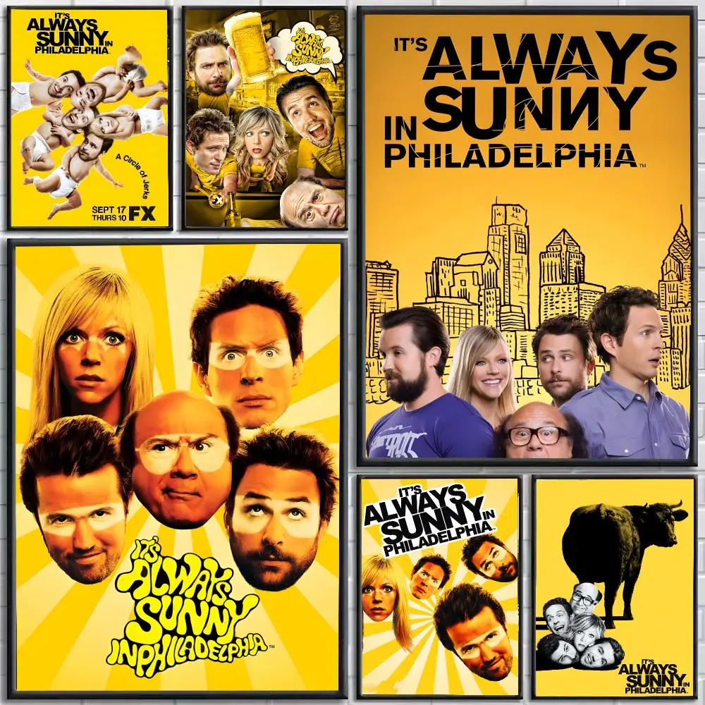 TV It's Always Sunny Philadelphia Poster Self-Adhesive HD Mural Wall Decals, Living Room Bedroom Home Decor Gift