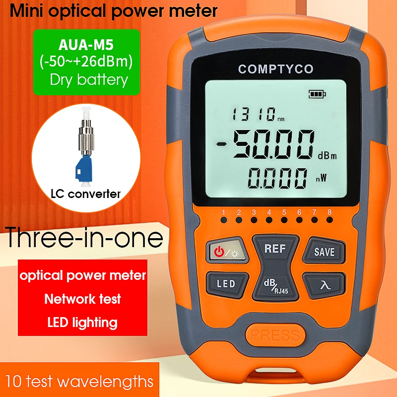 

3 в 1 FTTH Волоконно-оптический измеритель мощности фотолампа SC/FC/ST универсальный разъем-70 ~ + 10/-50 ~ + 26 дБм волоконно-оптический тестер сухой батареи