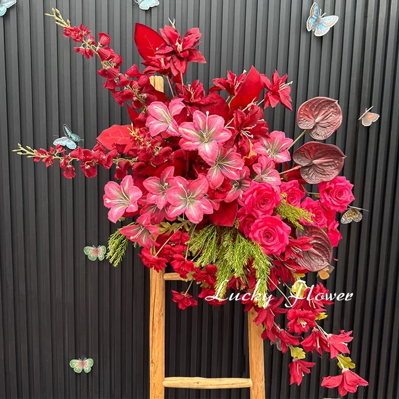 

Artificial Flower Row Wedding Decoration Welcome Sign Props Floral Backdrop Arrangement Hang Flower Row Road Lead Flower Ball