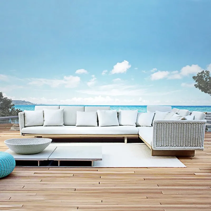 Nordic Wood Garden Furniture Sets Corner Relaxing Modern Luxury Garden Table Center Lounge Camping Designer Mesa Home Furniture