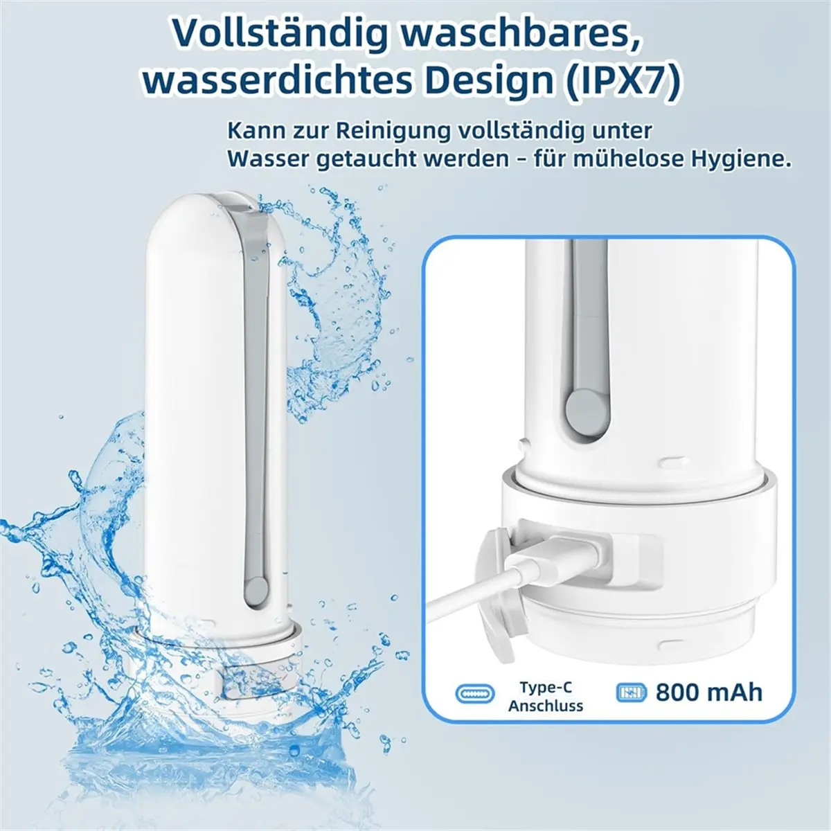 PHONE&GEAR Portable Travel Bidet 400ml, Handheld Electric IPX7 Waterproof, 3 Pressure Settings for Outdoor & Personal Hygiene