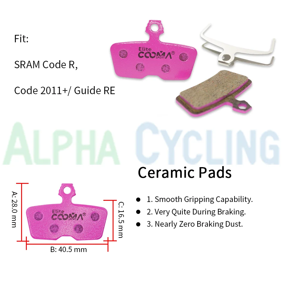 4 Pairs Ceramic Disc Brake Pads for AVID Code R or for SRAM CODE R (2011 to Now) Caliper, Elite Class