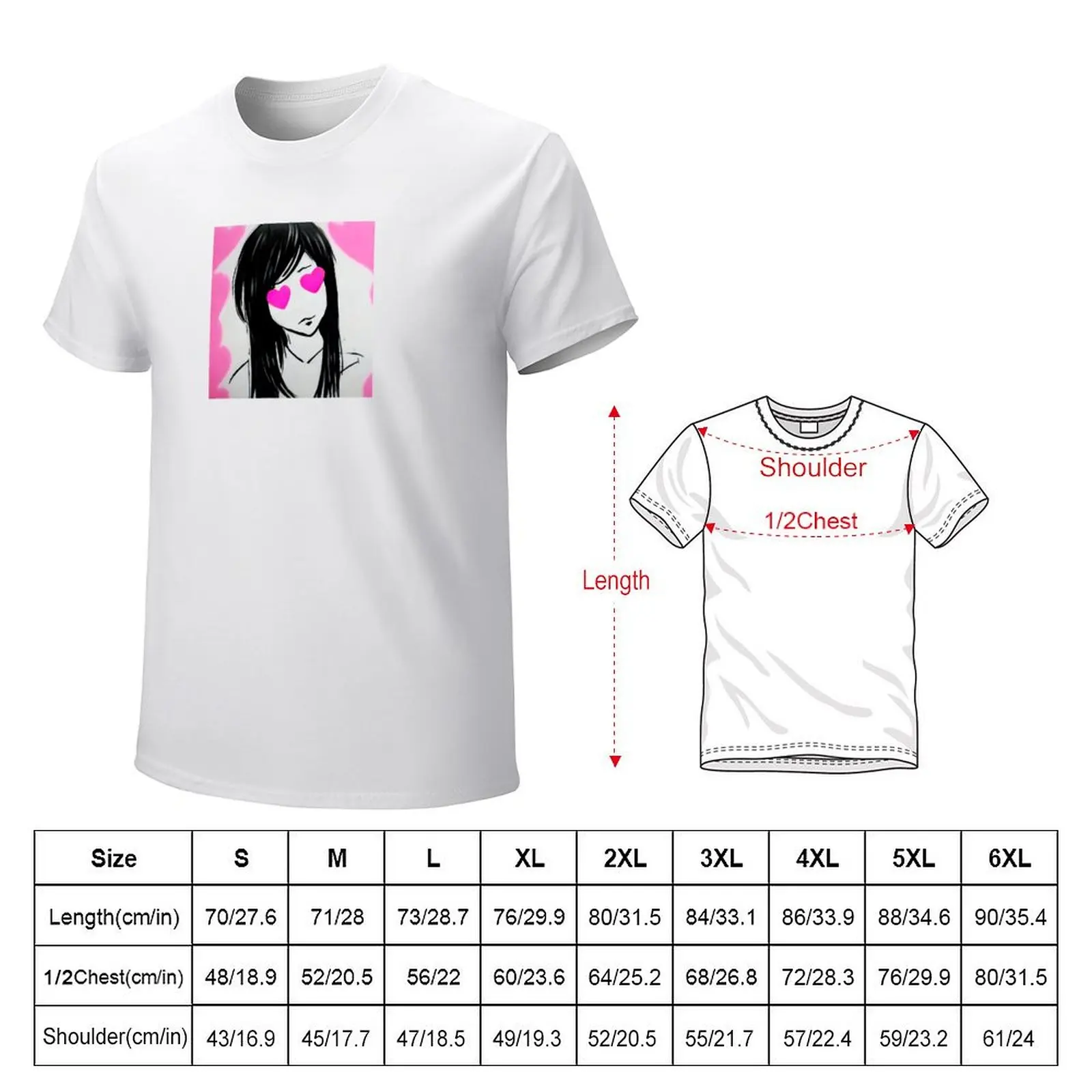 heart eyes long hair anime character <3 <3 T-Shirt quick-drying boys whites funny t shirts for men