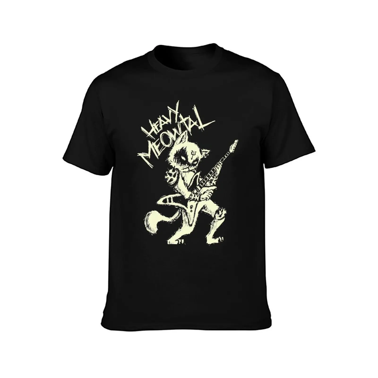 Heavy Metal Cats Gift Clothing Guitar Playing Cat Gothic T-Shirt Plus Size Short Sleeve T-Shirt