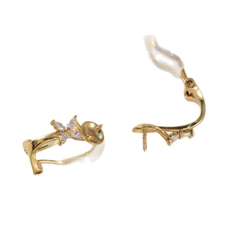 1Pair E279 Gold Plated Copper S925 Silver Needle Pearl Stud Earrings Findings Jewelry Making DIY Jewelry Accessories