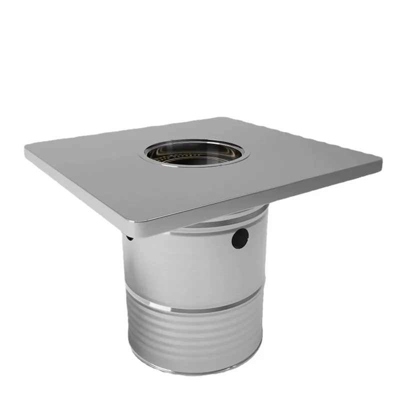 Industrial style stainless steel hot pot barbecue bucket dining table hot pot table square table and chair combination