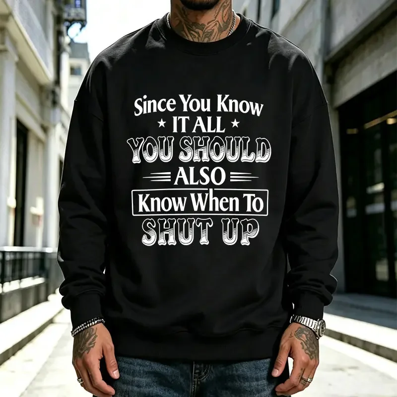 Personalized English Rant Graphic Sweatshirt | Edgy, Snarky Humor Print with Witty Slogans, niche Cool-Kid Theme, Men’s Drop-Shoulder Casual Long Sleeves, SohoChic