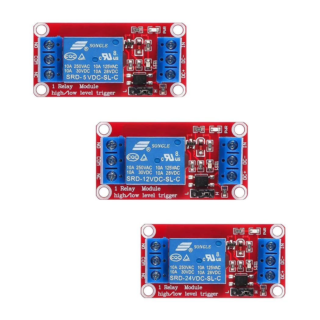 

2pcs DC 5V 12V 24V 1 Channel Relay Module with Isolated Optocoupler High and Low Level H/L Level Trigger Module Triggered