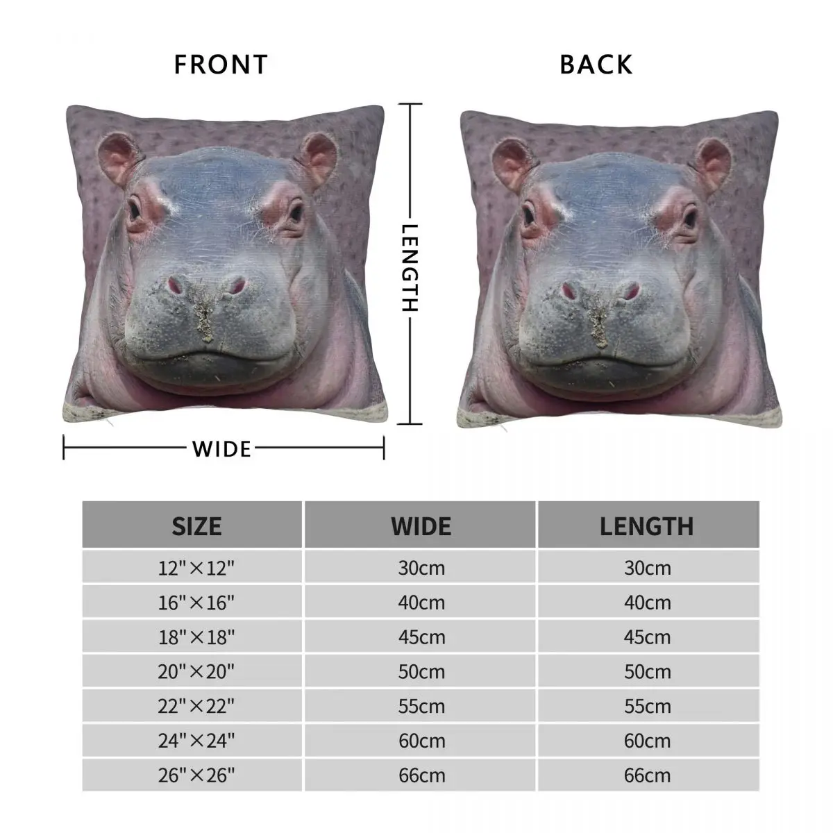 Baby Hippo The Cincinnati Zoo Square Pillowcase Polyester Linen Velvet Pattern Zip Decorative Pillow Case Room Cushion Cover