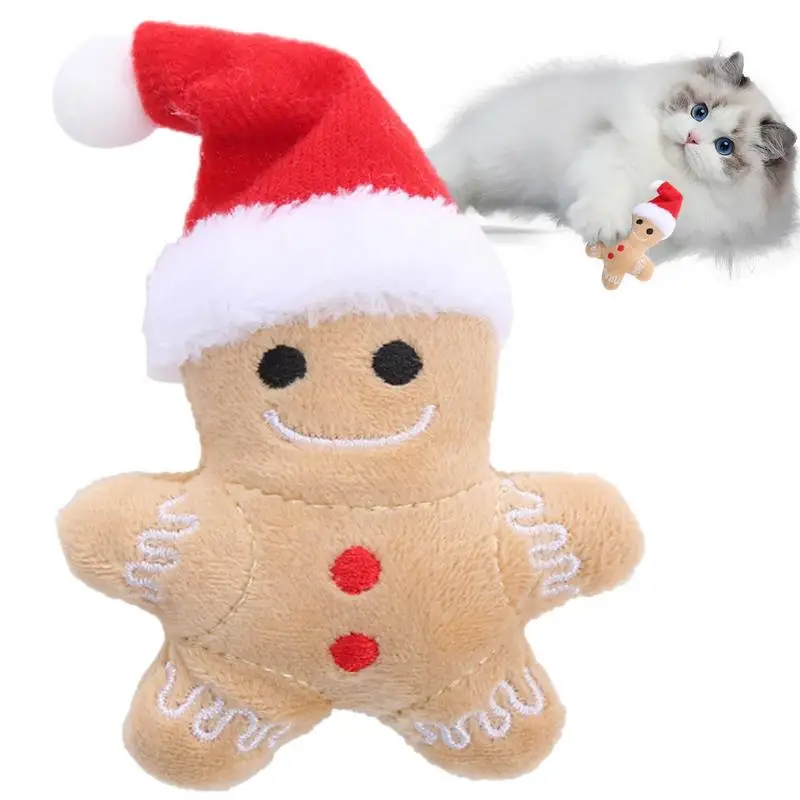 Christmas collection cute cat toys Christmas hat gingerbread man bite resistant teeth interactive play pet supplies Contains Cat