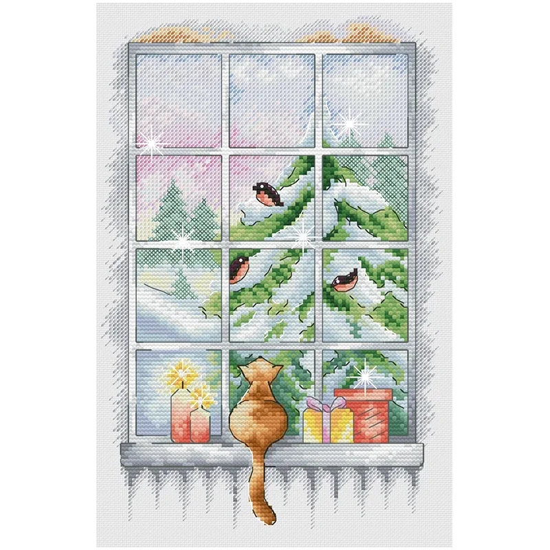 The Cat on the Windowsill Patterns Counted Cross Stitch 11CT 14CT 16CT 18CT DIY Cross Stitch Kits Embroidery Needlework Sets