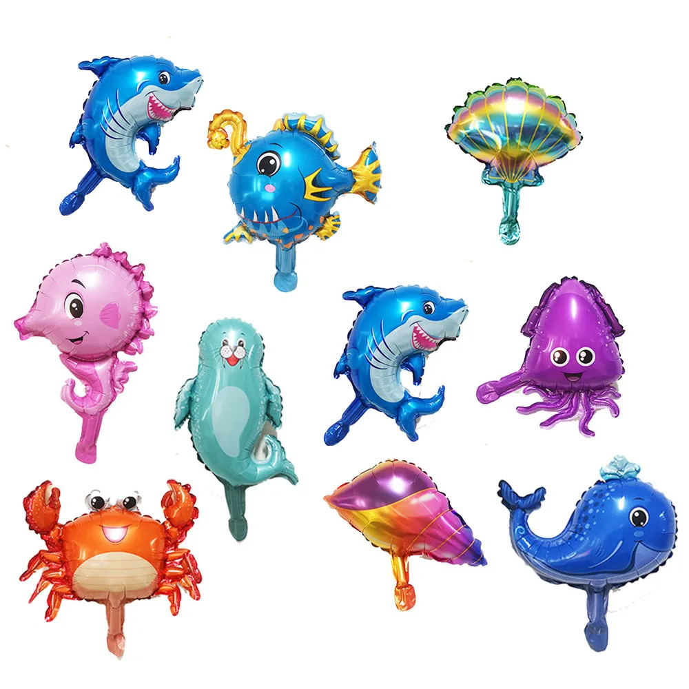 10/30/50pcs Mini Ocean Animal Balloons Birthday Party Small Size Shark lobster Octopus Fish Marine Balloon Sea Theme Party Decor