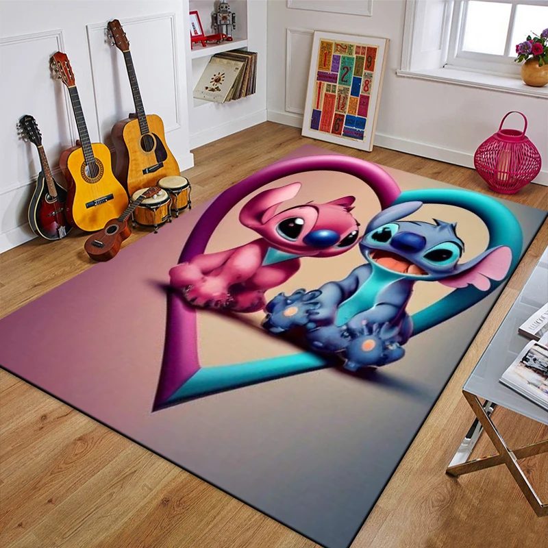 Disney-alfombra antideslizante de Lilo Stitch para niños, Alfombra de área grande 3D para el hogar, sala de estar, dormitorio de bebé, sofá,