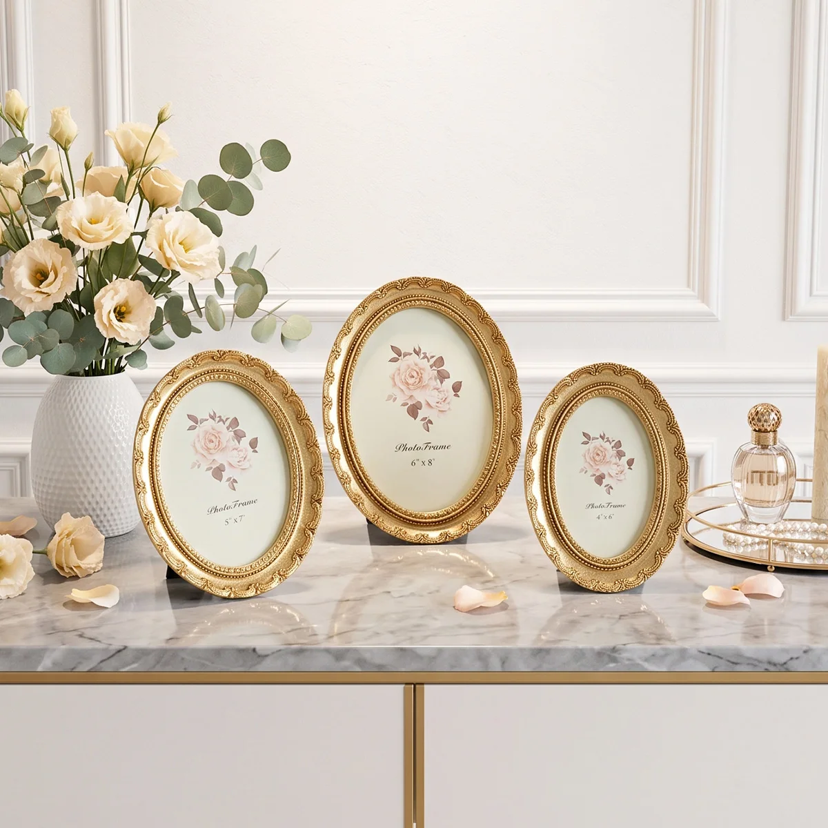 1PC, European Baroque Elliptical Gold Frame, Wall Decoration Frame For Living Room, Gold Decorative Frame