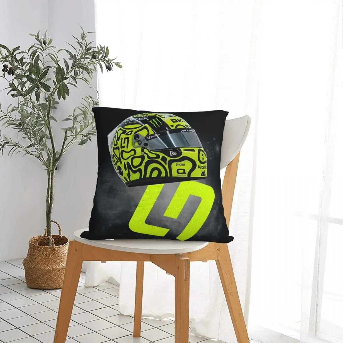 غطاء وسادة مربع من Lando Norris غطاء وسادة من البوليستر بسحاب ديكور مريح لغرفة المعيشة المنزلية