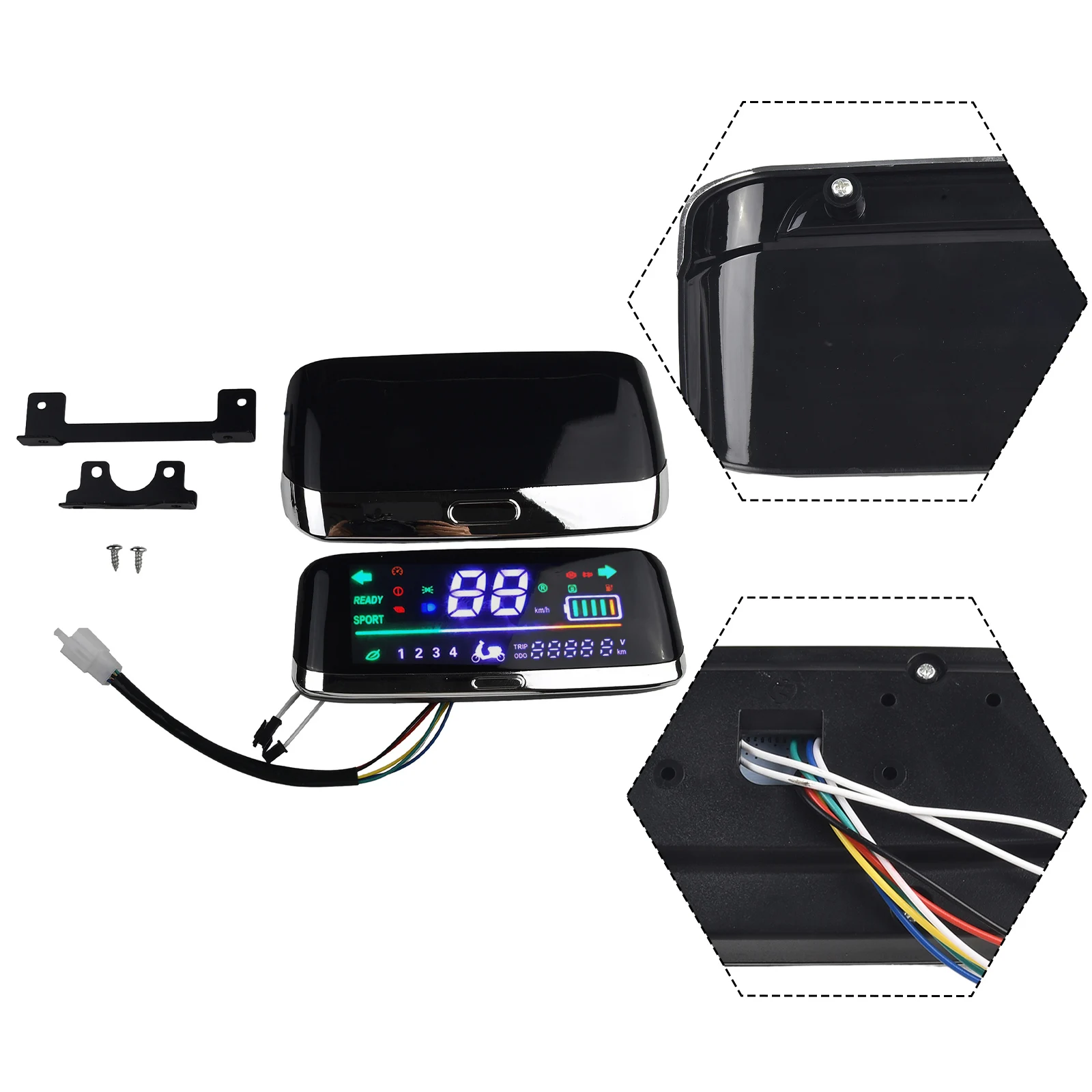 

Цифровой ЖК-дисплей-спидометр 48-72В для электровелосипедов и скутеров с 6-контактным разъемом для электрических трициклов