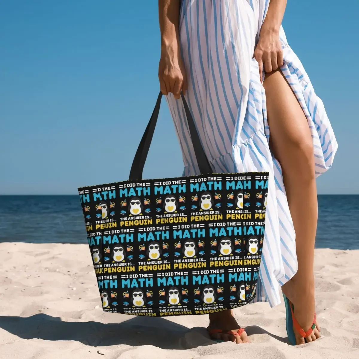 

I Did The Math The Answer Is Penguin Mathematician Beach Tote Bag Sport Gym Yoga Duffle Tote Bag Women Travel Bag Fitness bag
