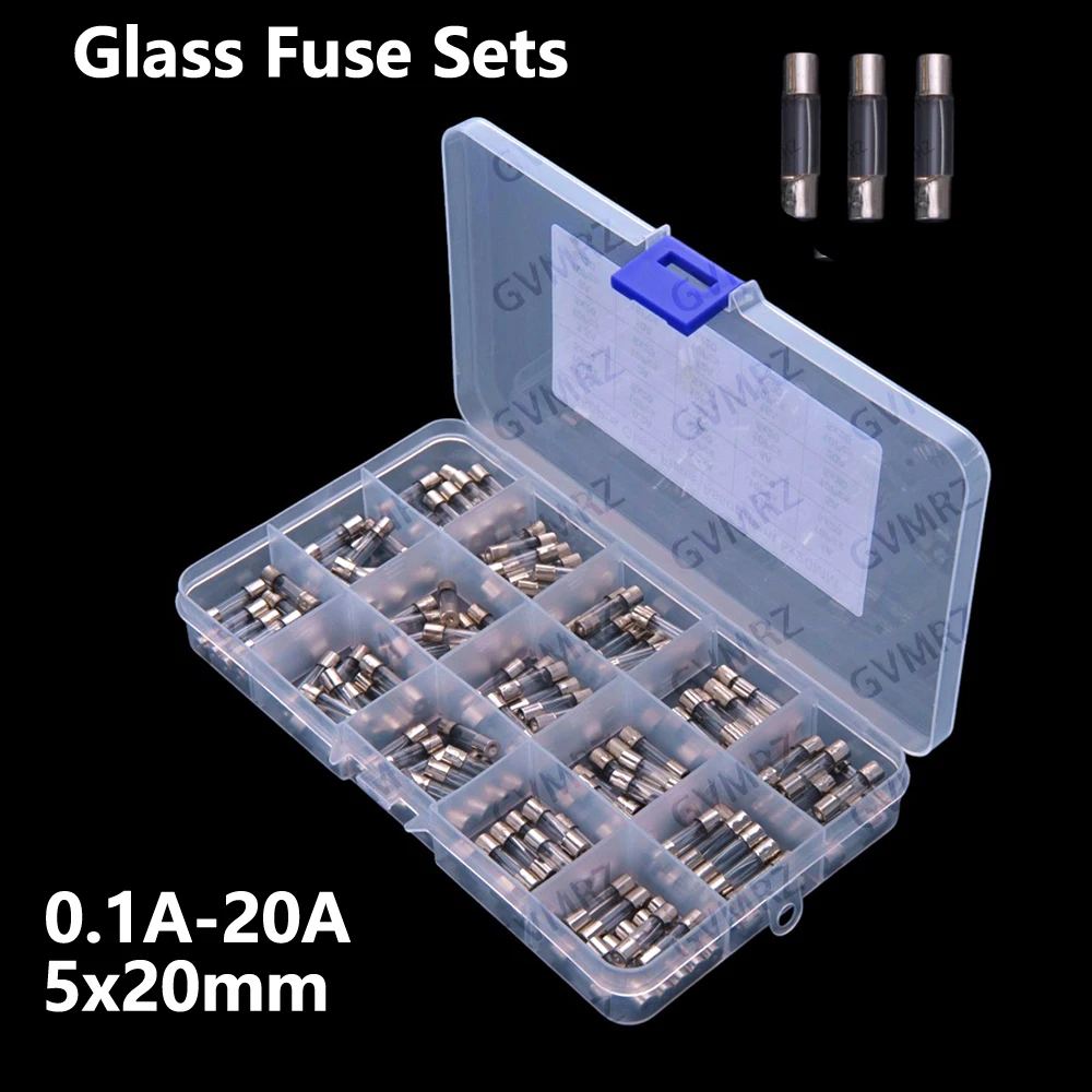 15Values 0.1A-20A ​​150PCS 5x20mm Glass Fuse Sets: 10A 12A 15A 20A 0.1A 0.2A 0.25A 0.5A 1A 1.5A 2A 3A 4A 5A 8A