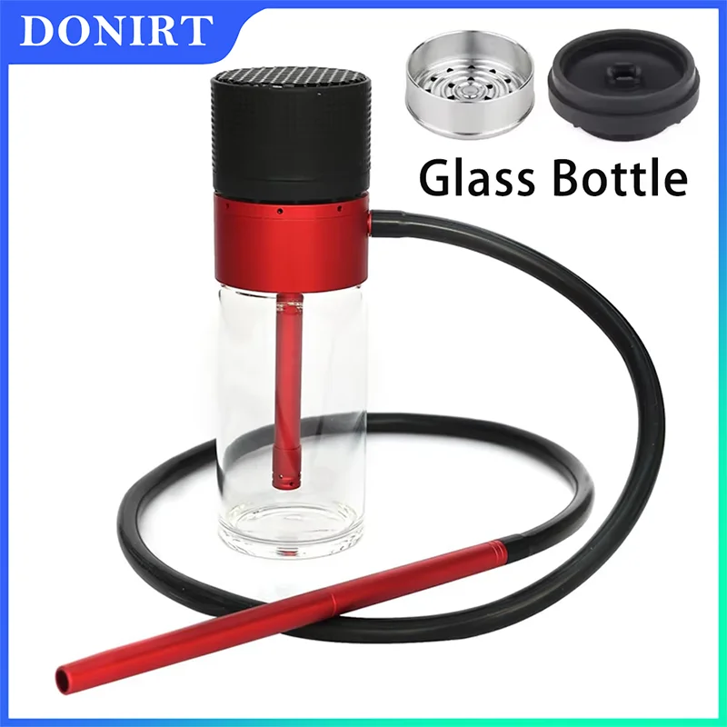 DONIRT High Quality Shisha Pipes Smoking Glass Hookah Set with Bowl Chicha Hose Portable Smoke Accessories Gifts for Car Home