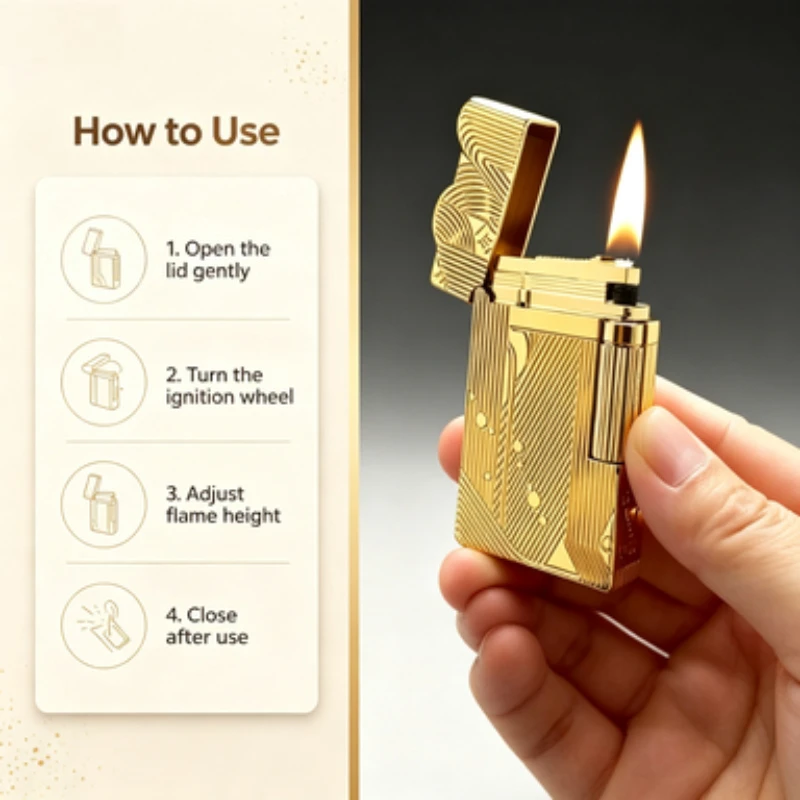 ROWENTA Sanji Same Style Loud Voice Kerosiene Lighter Side Pulley Ignition Fashionable Exquisite Collection Gift Lightersgadgets
