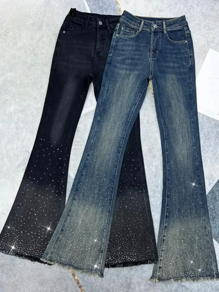 

Korean Design Skinny Flare Jeans Women Fashion High Waist Stretch Wide Leg Denim Pants Spring Fall Casual Vintage Vaqueros New