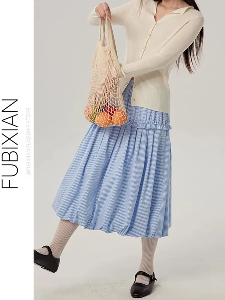 

Юбка миди с высокой талией, плиссированная, с цветочным принтом, на резинке, универсальная, стройнящая, весна-осень, для девочек