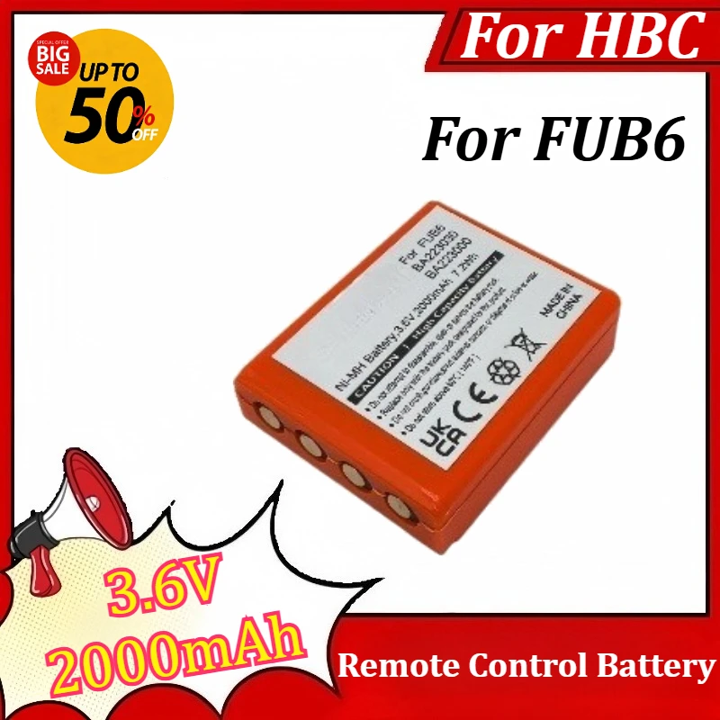 BA223030 BA223031 3.6V 2000mAh Replacement Remote Control Battery for HBC Wireless Power Crane for FUB6