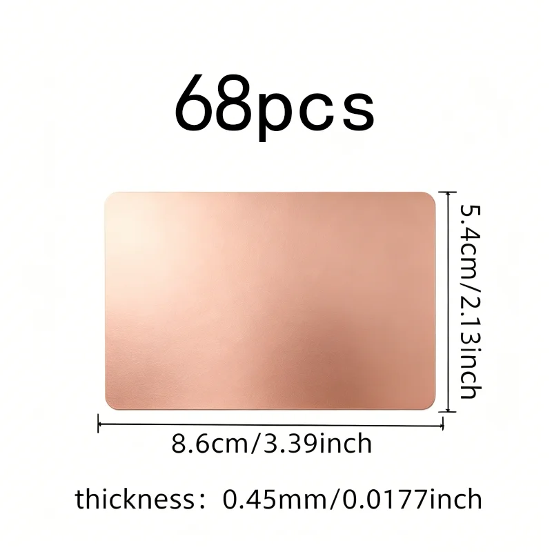 68 pcs 45mm 0.45mm Aluminum Cards, Durable Scratch Resistant, Gift Name Cards DIY Engraving Projects