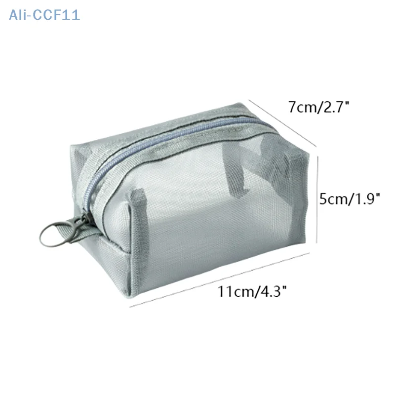 Multipurpose Breathable Square Mesh Storage Pouch Lightweight Mini Wash Bag Mini Zipper Coin Purse Large Capacity Coin Purse