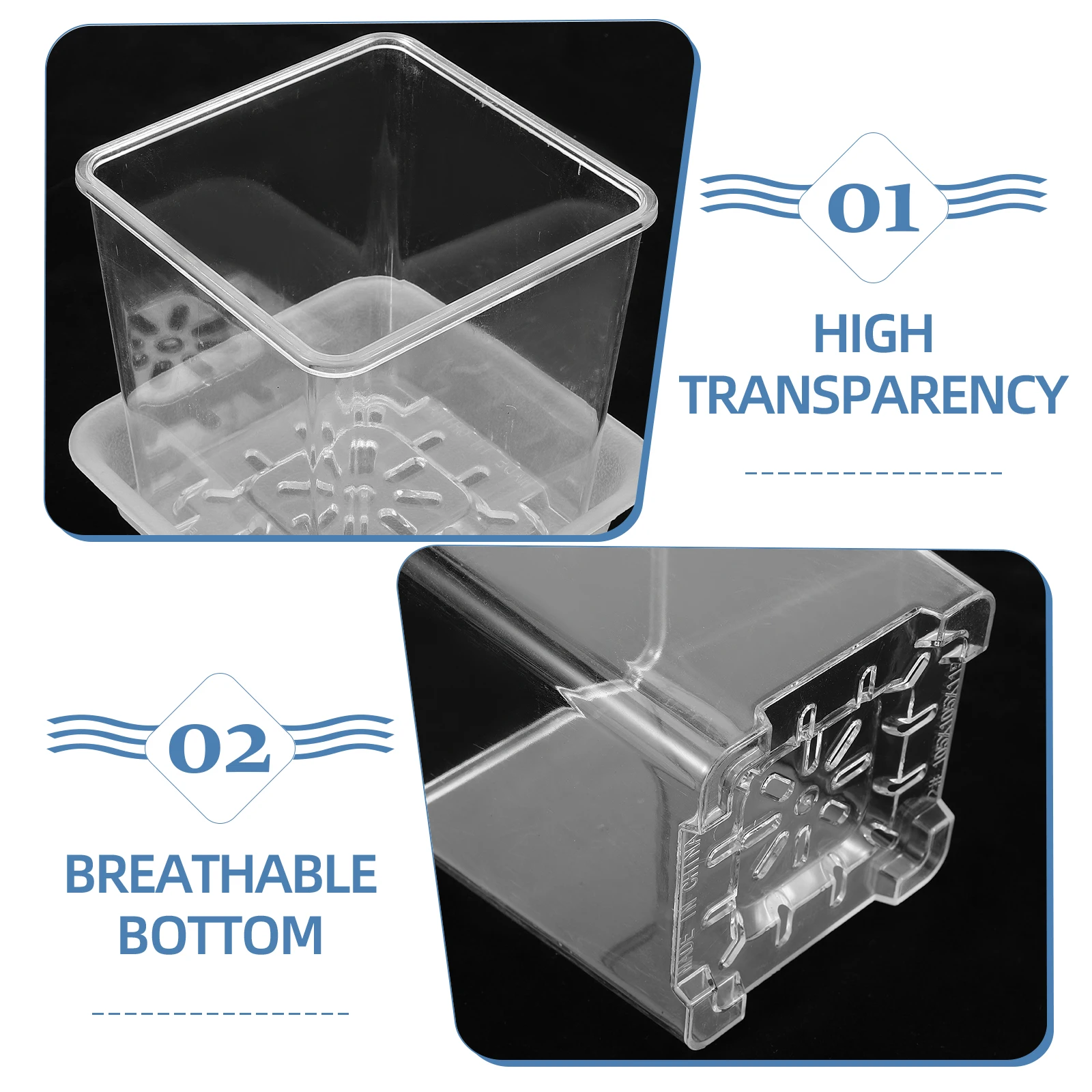 

5Pcs Clear Acrylic Orchid Pots Breathable Planter Flower Containers Nursery Planting Pots with Drainage Holes for Healthy Roots