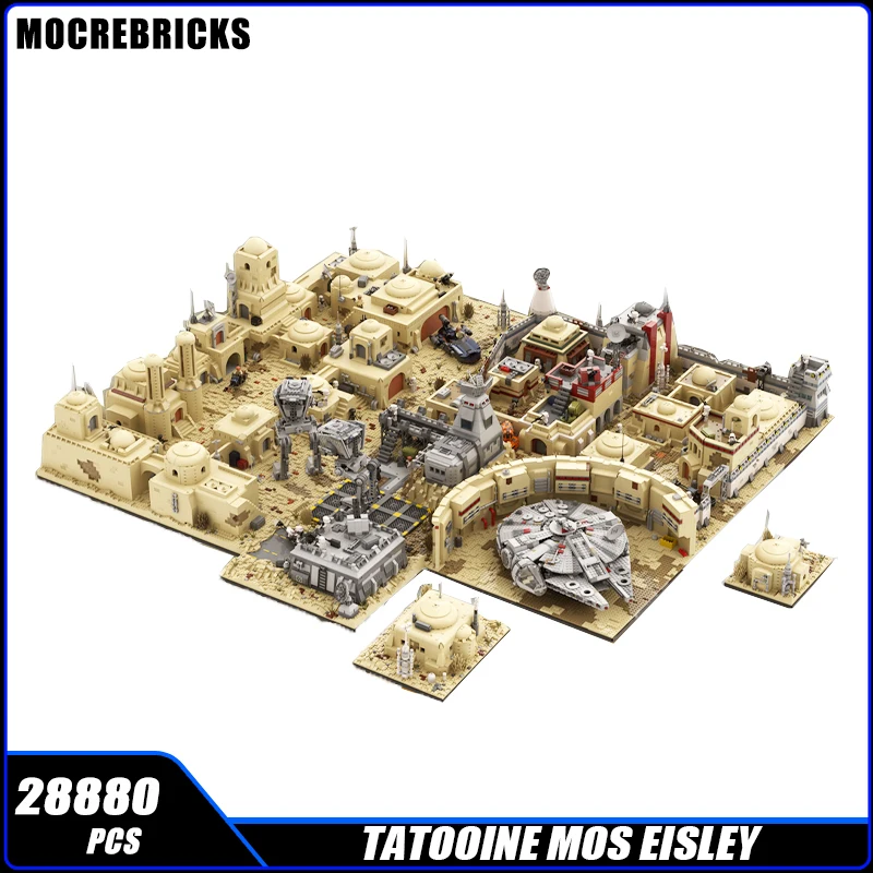 Movie Scene Architecture MOC Building Blocks TatooIn Mos EisLle Yshaceport Technology Assembly Model Brick Toys Children's  Chri