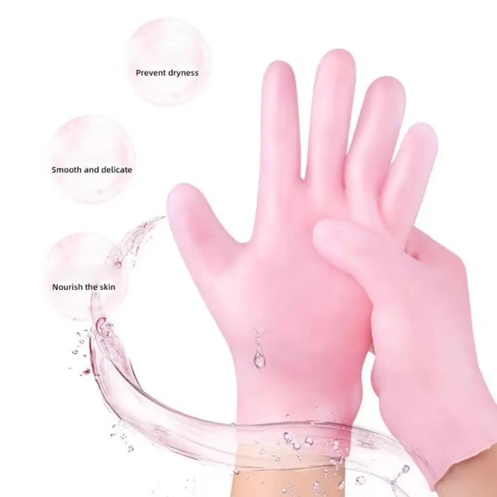 1 Pair Silicone Exfoliating Gloves Anti Slip Hand Spa Mask Pedicure Socks & Moisturizing Gloves For Hand Care