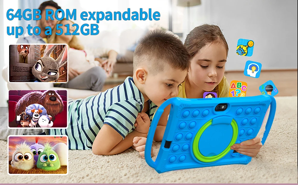 Kids Tablet 7.0 Inch Android 12 Quad Core 4GB RAM+64GB ROM 4500mAh Dual Camera WiFi Parental Control
